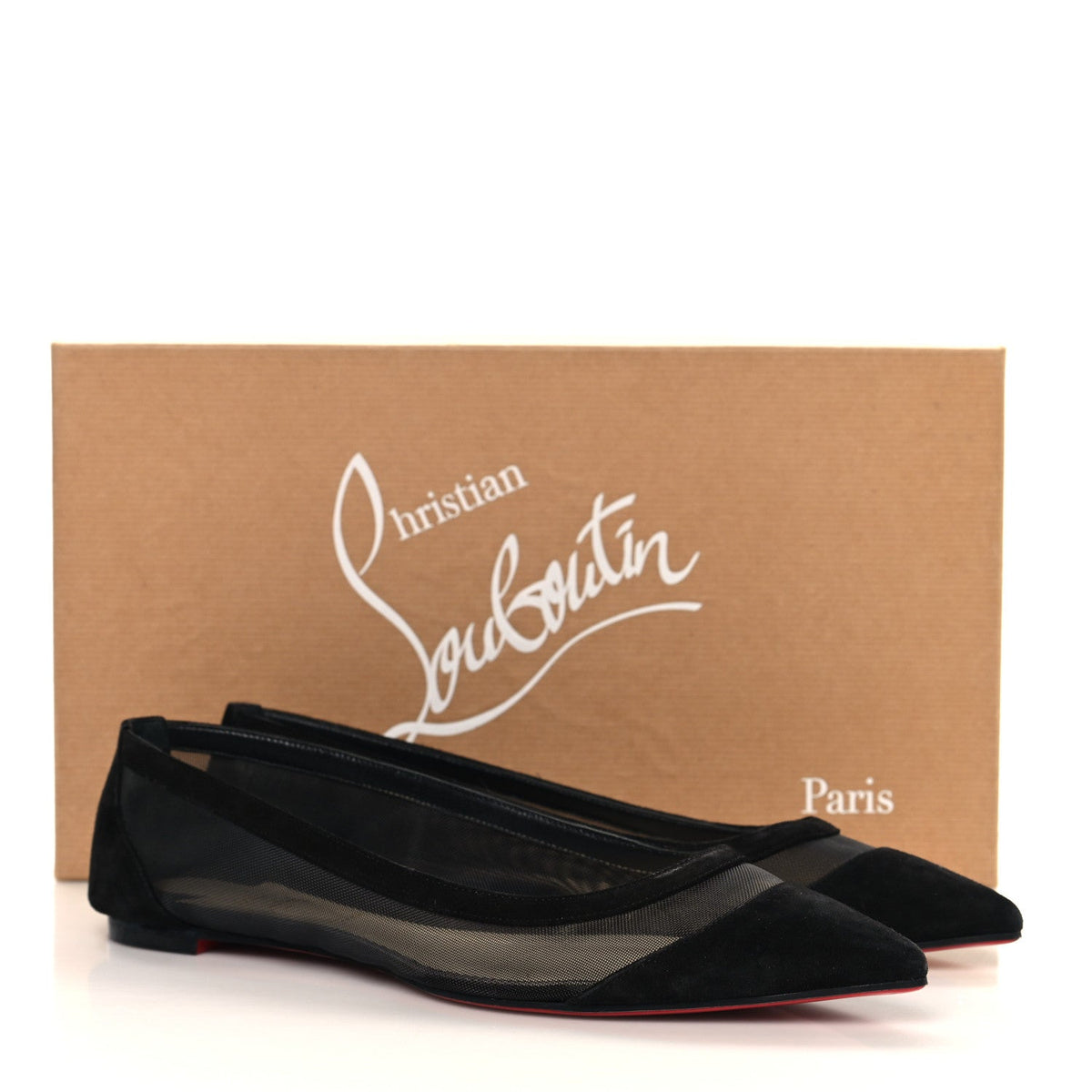 Christian Louboutin Suede Mesh Women's Galativi Flats 38.5 Black
