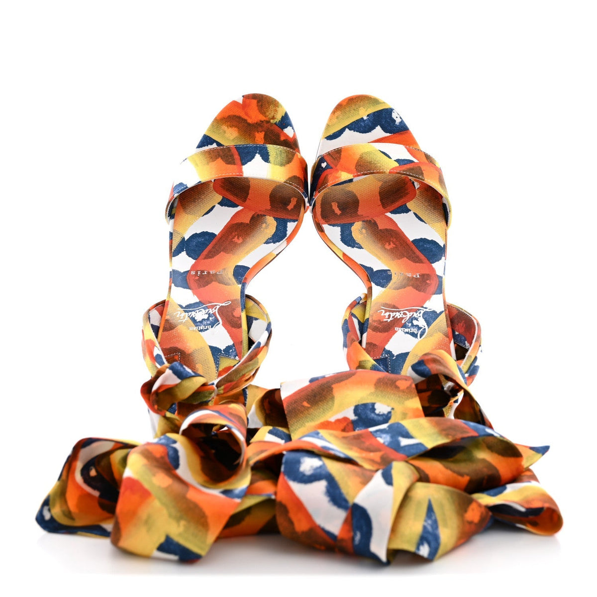 Christian Louboutin Satin Women's Miss Z Du Desert Sandals 39.5 Multicolor