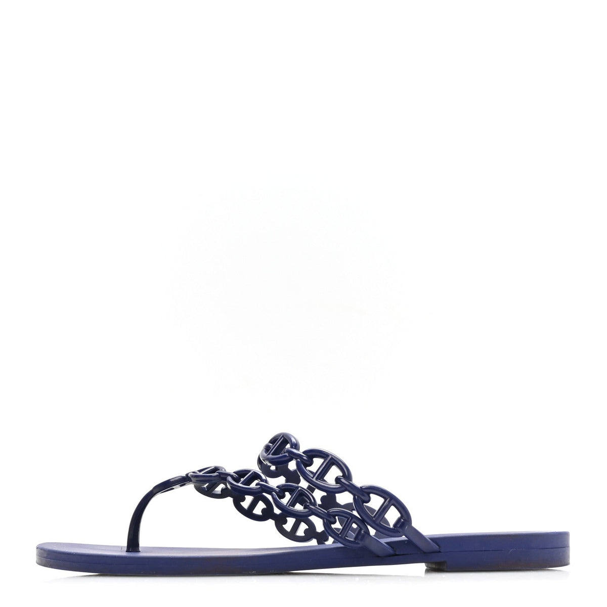 Hermes Rubber Women's Chaine d'Ancre Island Sandals 37 Bleu Smalt