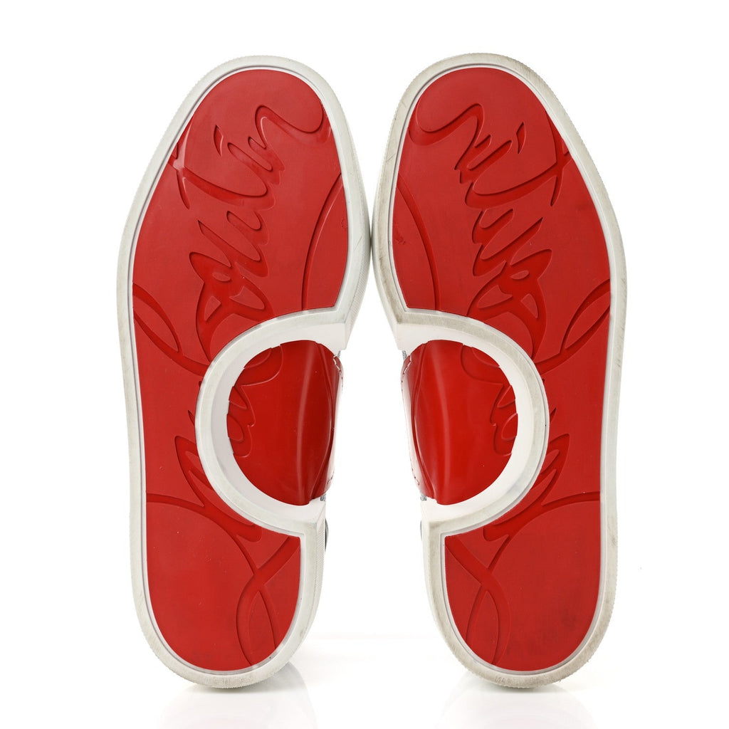 Christian Louboutin Toile Monogram Nappa Men's Adolon Junior Flat Sneakers 42 Black