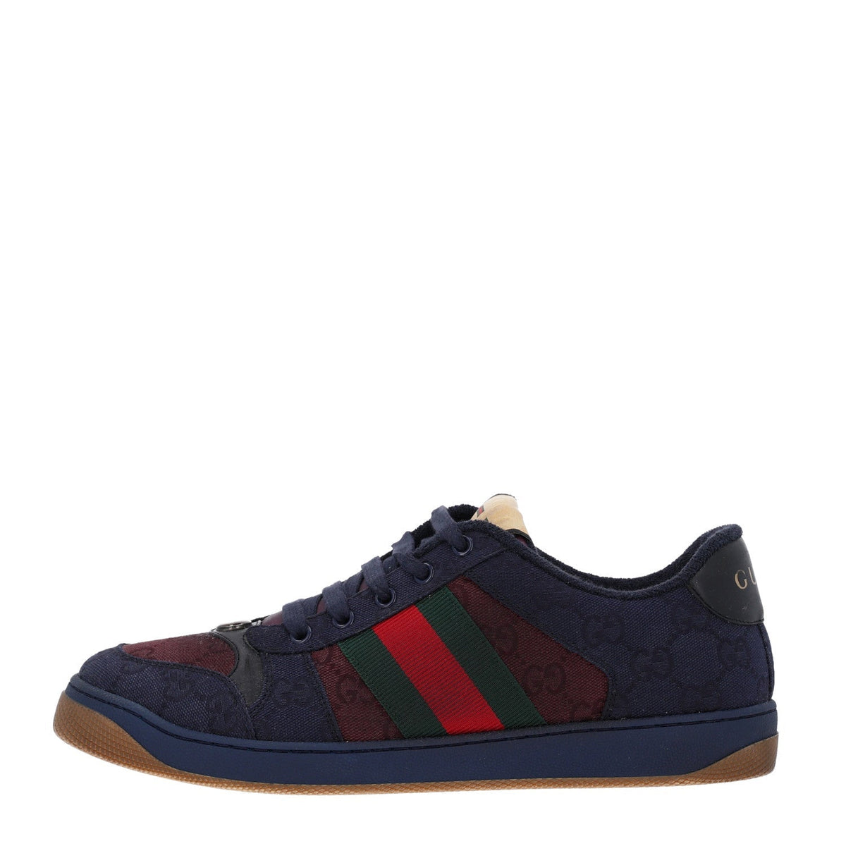 Gucci Canvas GG Web Men's Screener Sneakers 8 Burgundy Navy