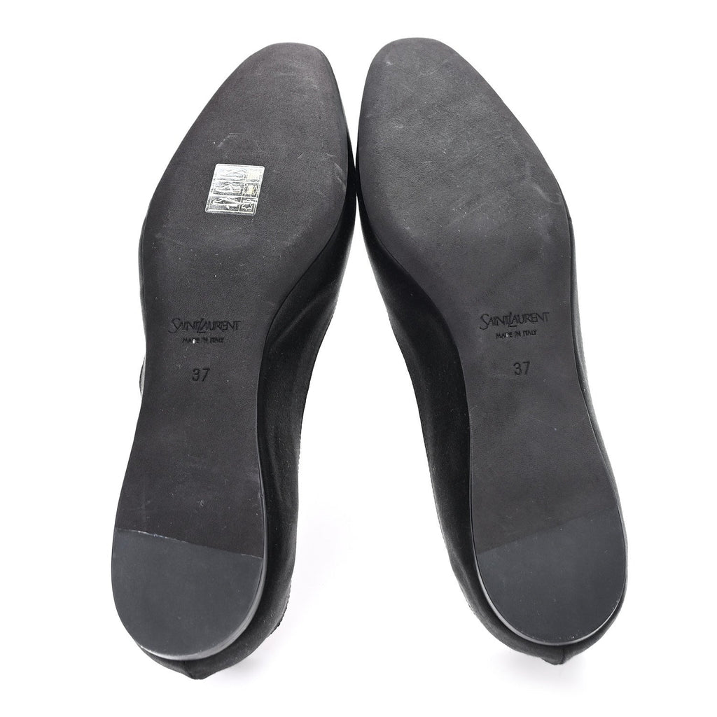 Saint Laurent Suede Women's Raso Regale Ballerina Flats 37 Nero
