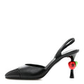 Lambskin Patent Cap Toe CC Apple Slingback Pumps Black