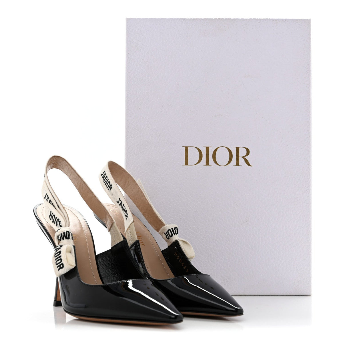 Christian Dior Patent Ribbon Women's J'Adior 100mm Slingback Pumps 35 Black