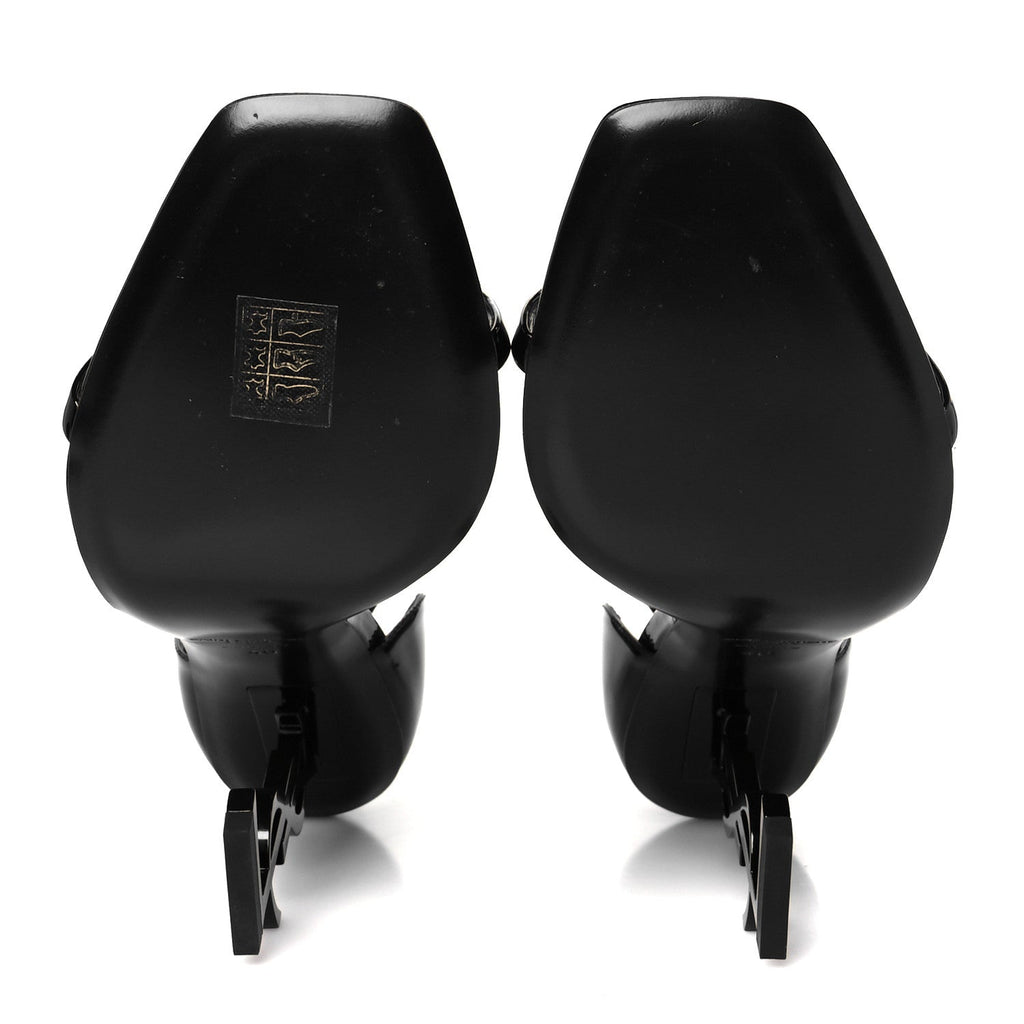 Saint Laurent Patent Calfskin Women's Opyum 110 Sandals 40 Black