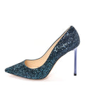 Jimmy Choocoarse Glitter Degrade Pointy Toe Romy Pumps Peacock Navy