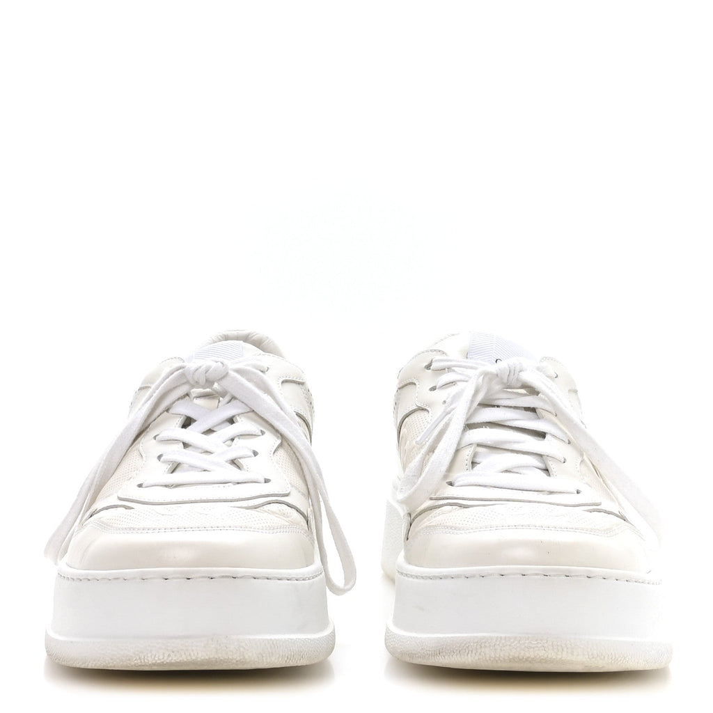 Gucci Calfskin Men's GG Tennis Interlocking G 55mm Sneakers 9.5 White