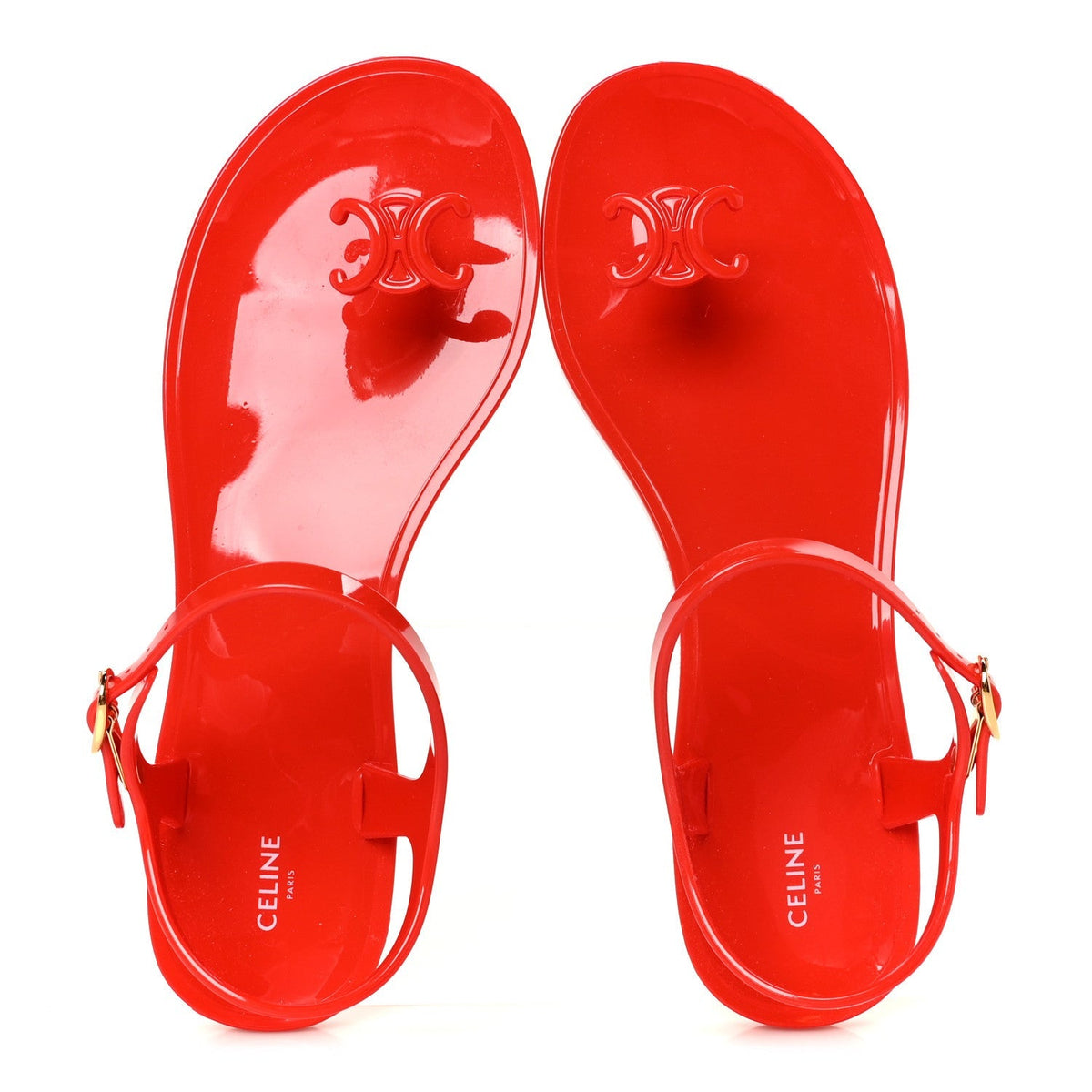 Celine PVC Women's Jelly Bay Sandals 39 Ultra Red
