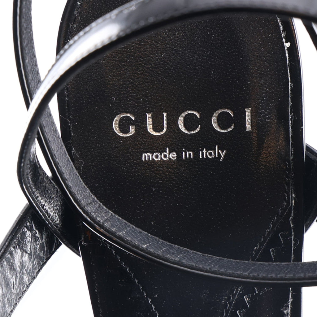 Gucci Nappa Women's Regent Strappy Horsebit Sandals 39.5 Black