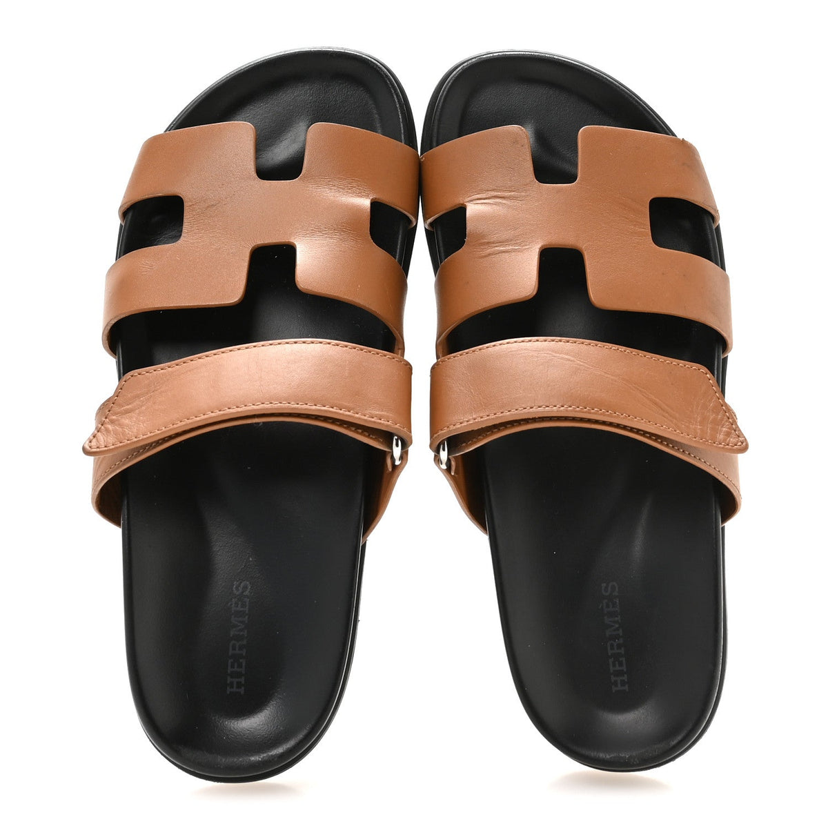 Hermes Calfskin Embroidered Women's Chypre Sandals 38 Natural