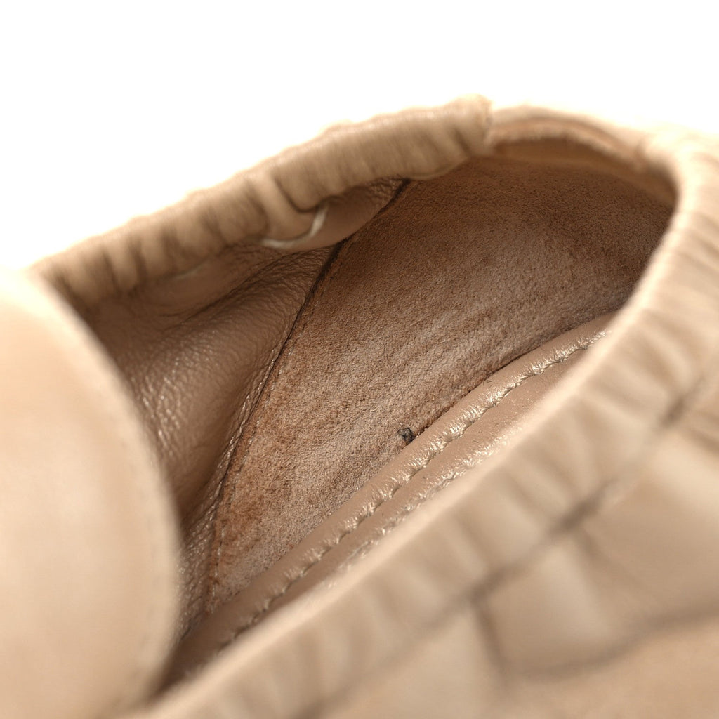 Chanel Laminated Lambskin Quilted Elastic CC Women's Loafers Beige