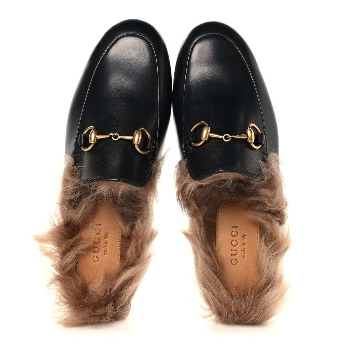 Gucci Calfskin Fur Women's Princetown Slippers 35 Black