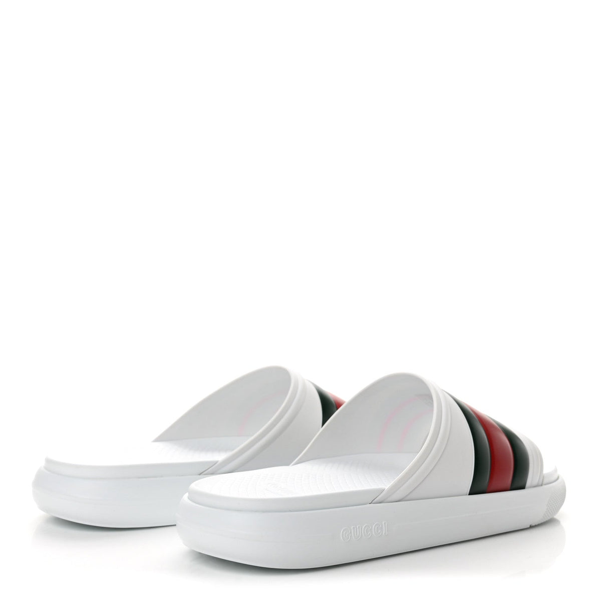 Gucci Rubber Web Men's Slide Sandals 12 White Green Red