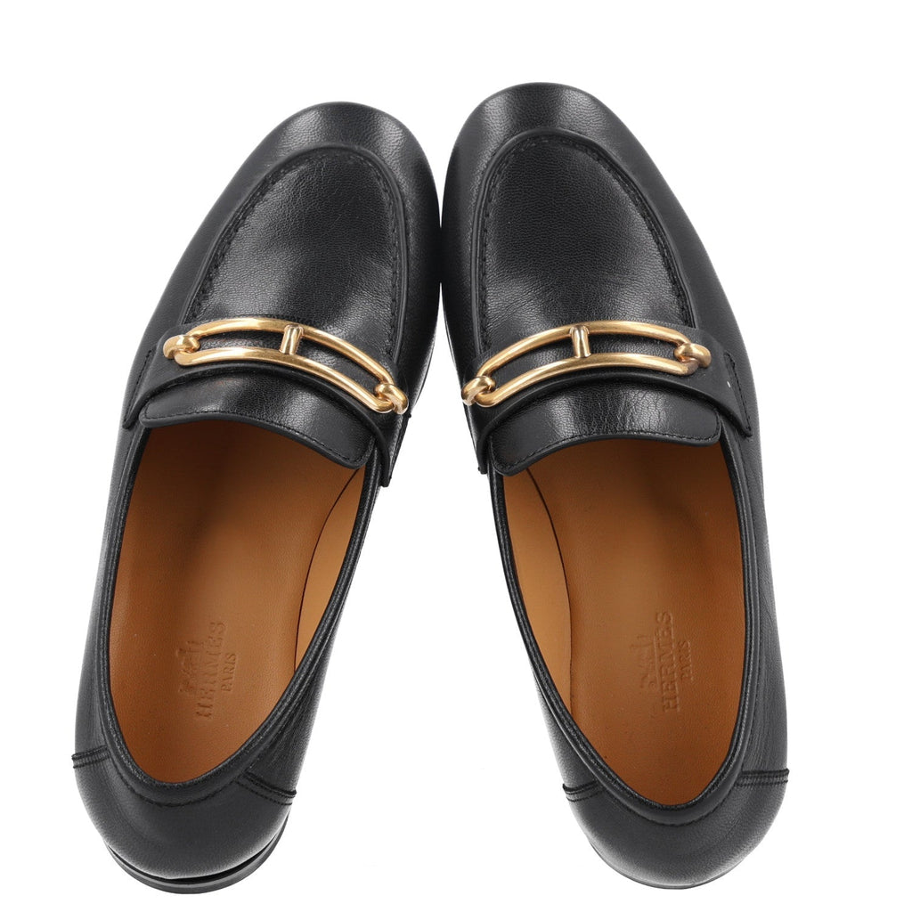 Hermes Calfskin Women's Colette Loafers 35 Black