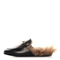 Gucci Calfskin Fur Women's Princetown Slippers 35 Black