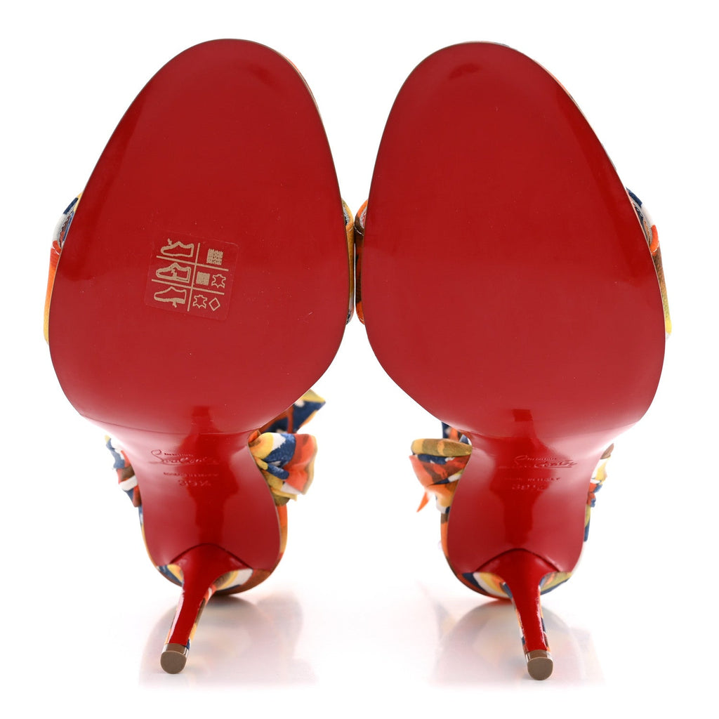 Christian Louboutin Satin Women's Miss Z Du Desert Sandals 39.5 Multicolor