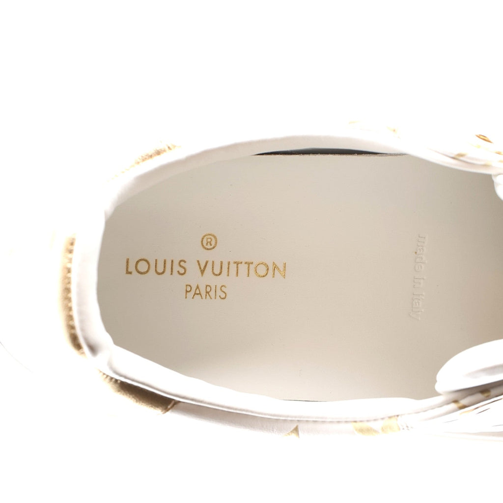 Louis Vuitton Calfskin Women's Monogram Debossed Time Out Sneakers 37 Gold