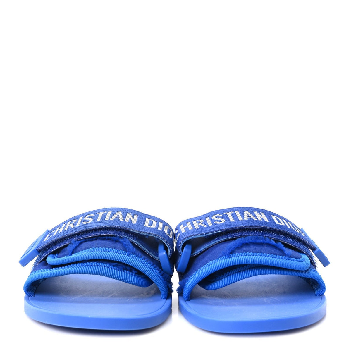 Christian Dior Technical Stretch Fabric Women's Dio(r)evolution Slide Sandals 35 Blue Fluo