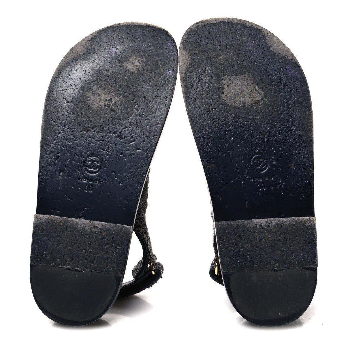 Chanel Velvet Women's Velcro Dad Sandals 36 Grey