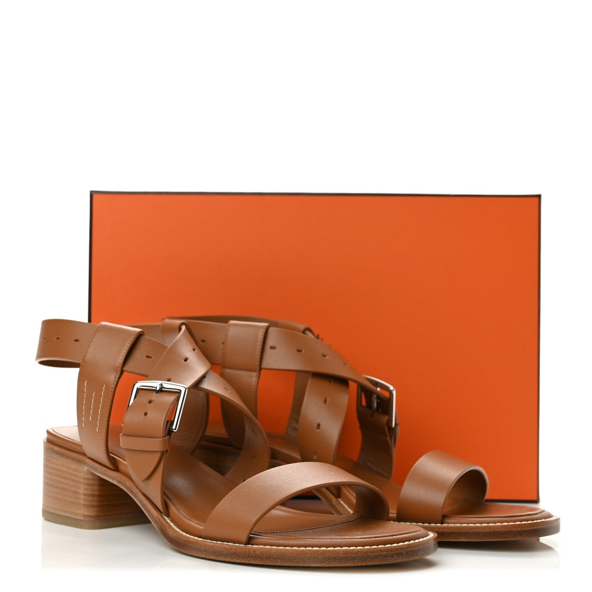 Hermes Calfskin Milly 40 Women's Sandals Naturel