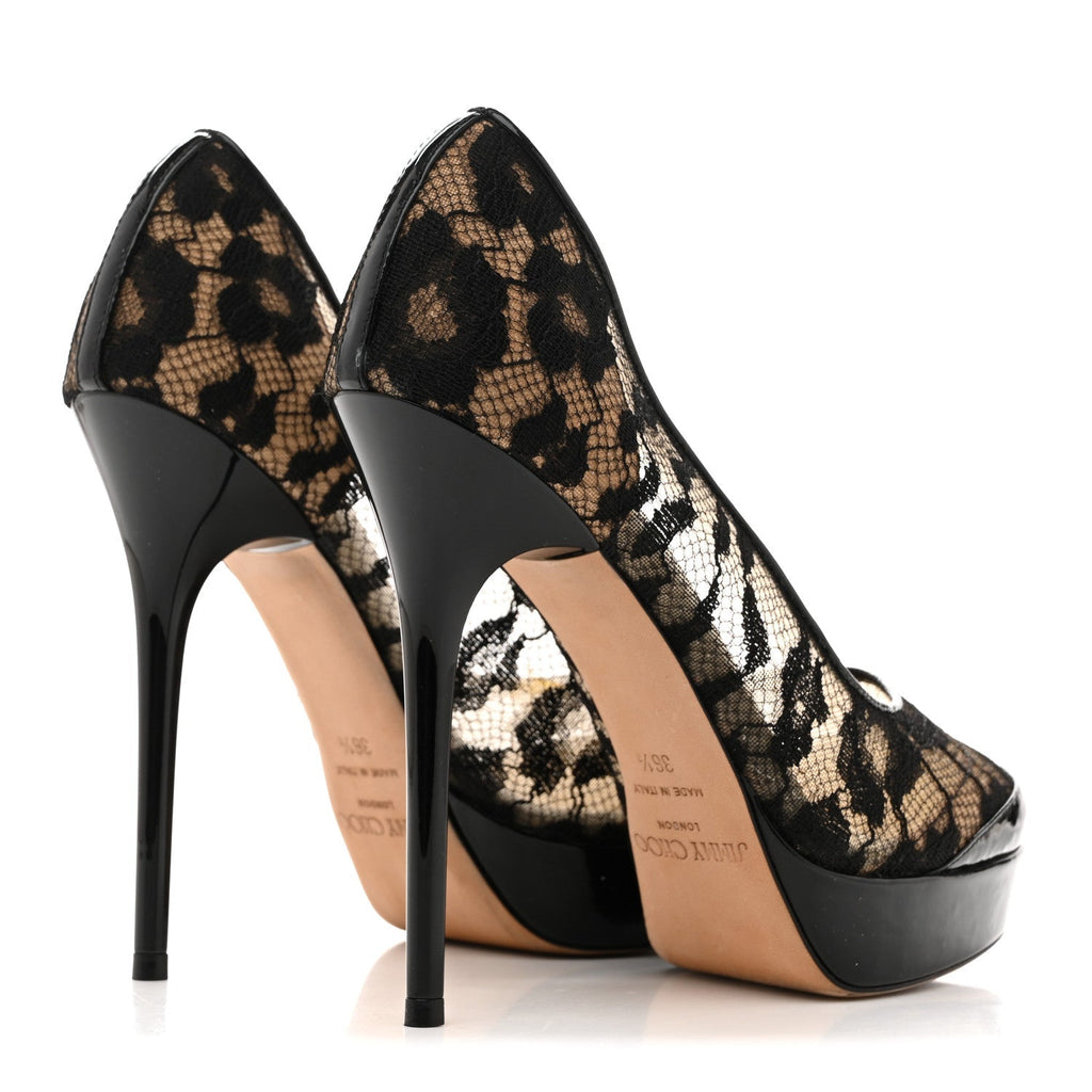 Jimmy Choo Lace Patent Women's Pumps 36.5 Black