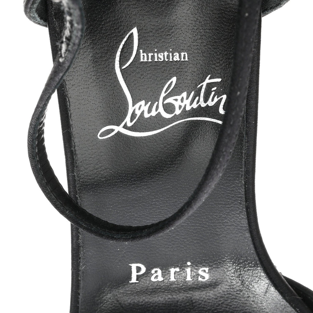 Christian Louboutin Satin Strass Women's Sandaloo Aftersun 130 Sandals 38 Black Multicolor