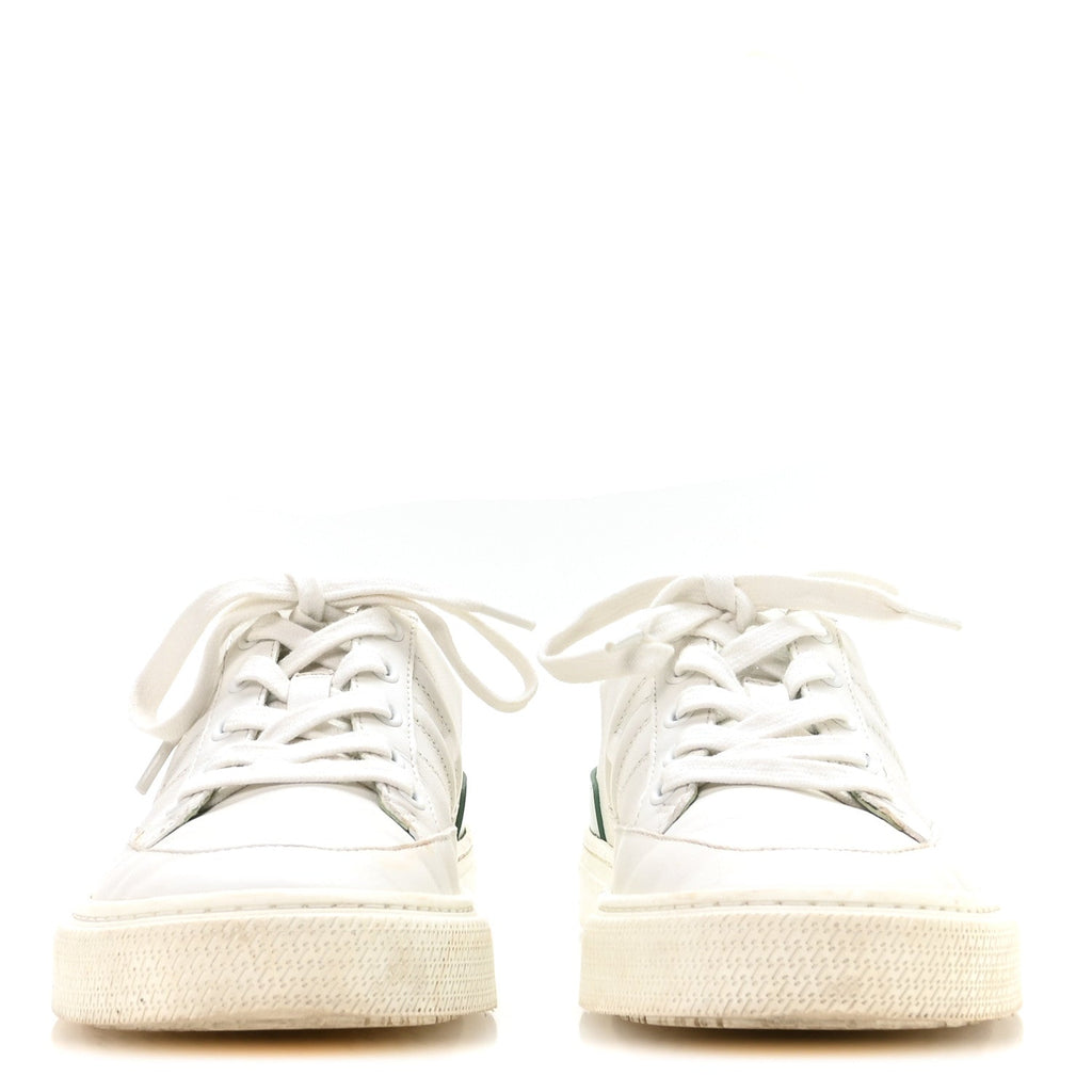 Hermès Crocodile Calfskin Women's Deep Sneakers 37.5 White Vert Jade