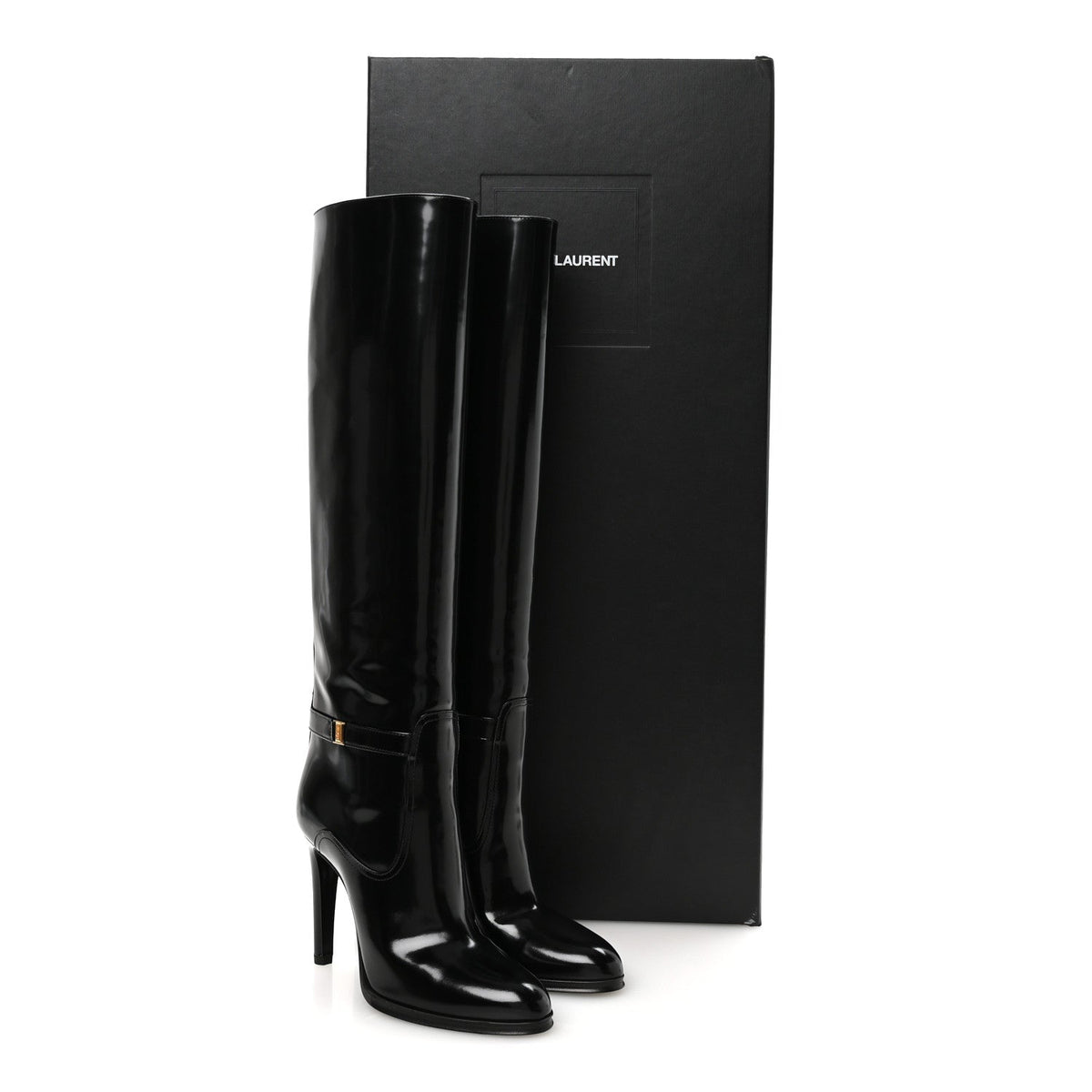 Saint Laurent Patent Calfskin Women's Linda 100 Boots 37.5 Black