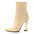 Saint Laurent Calfskin Women's Opyum 110 Ankle Boots 37.5 Real Beige
