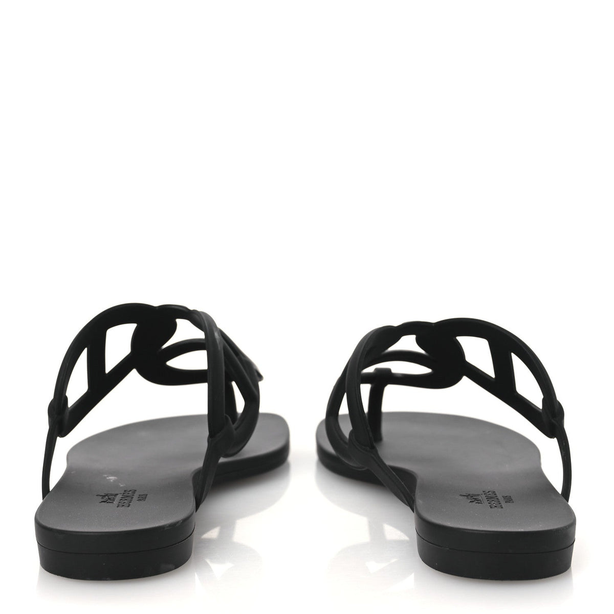 Hermes Rubber Women's Egerie Sandals 36 Black