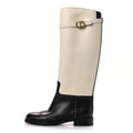 Christian Dior Calfskin Women's Empreinte High Boots 38 White Black