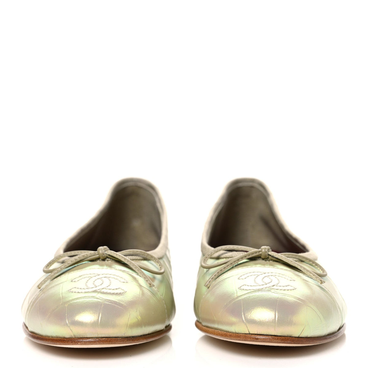 Chanel Iridescent Crocodile Embossed Women's Flats