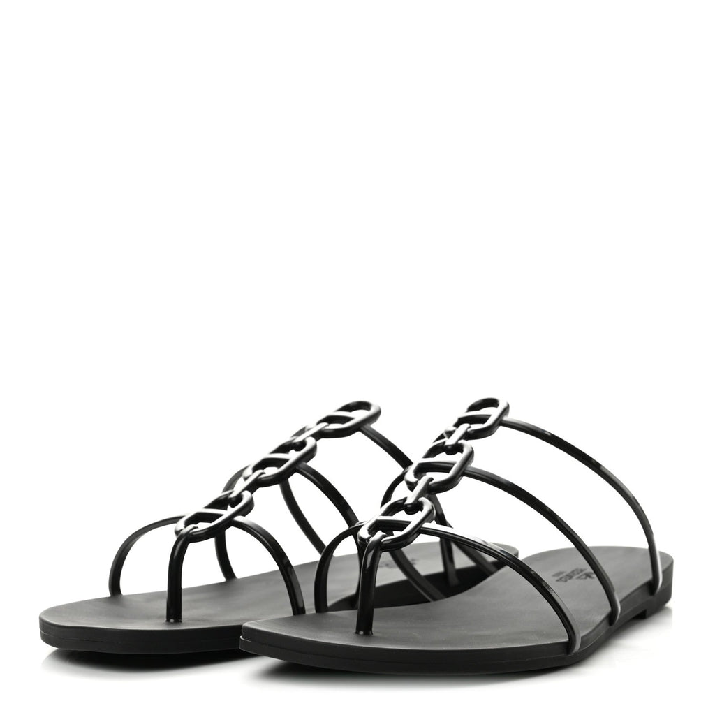 Hermes Rubber Women's Mykonos Sandals 40 Black