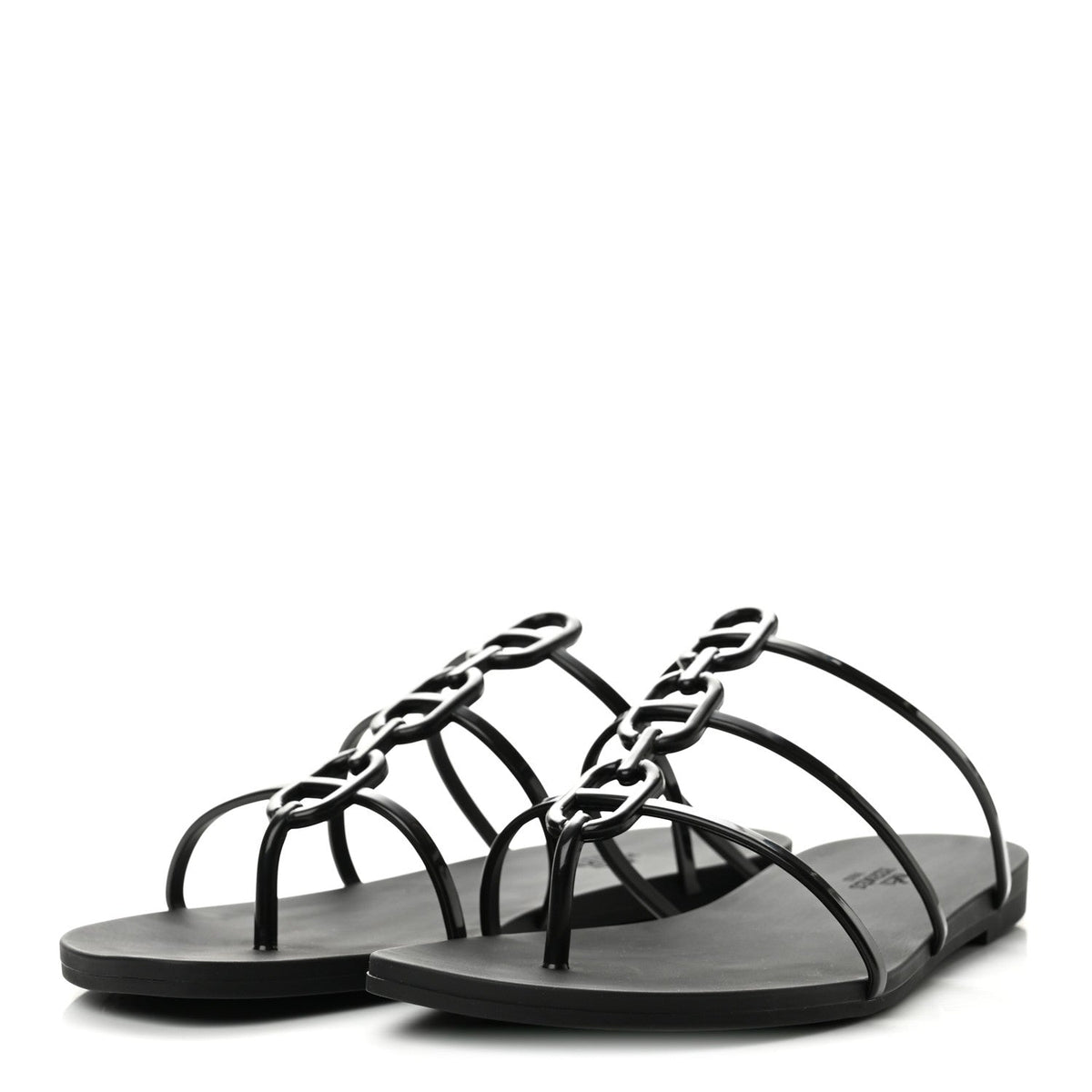 Hermes Rubber Women's Mykonos Sandals 40 Black
