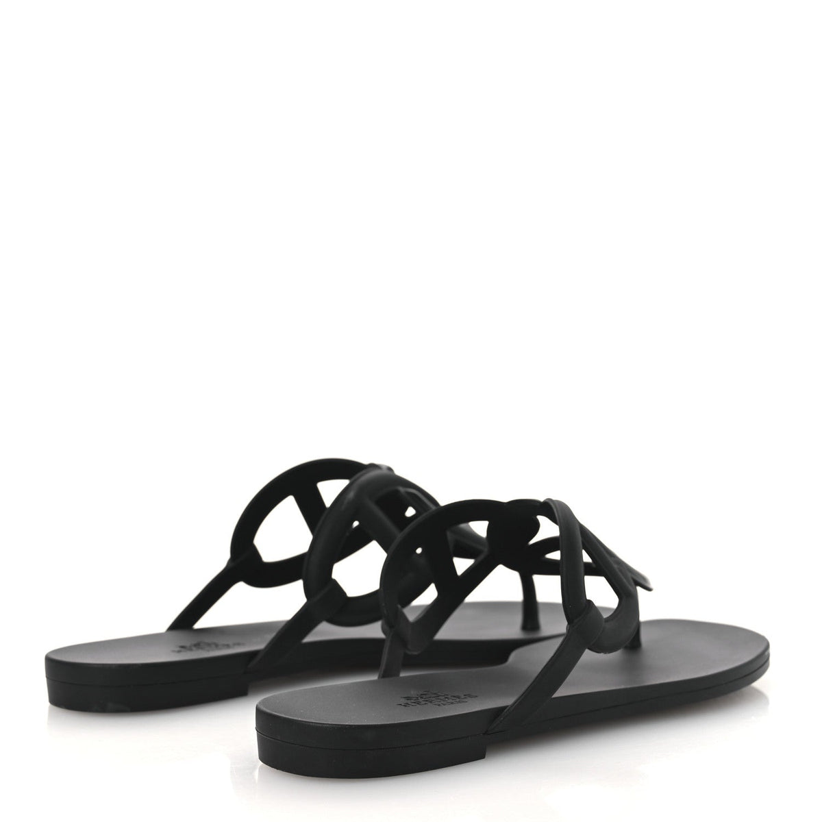 Hermes Rubber Women's Egerie Sandals 36 Black