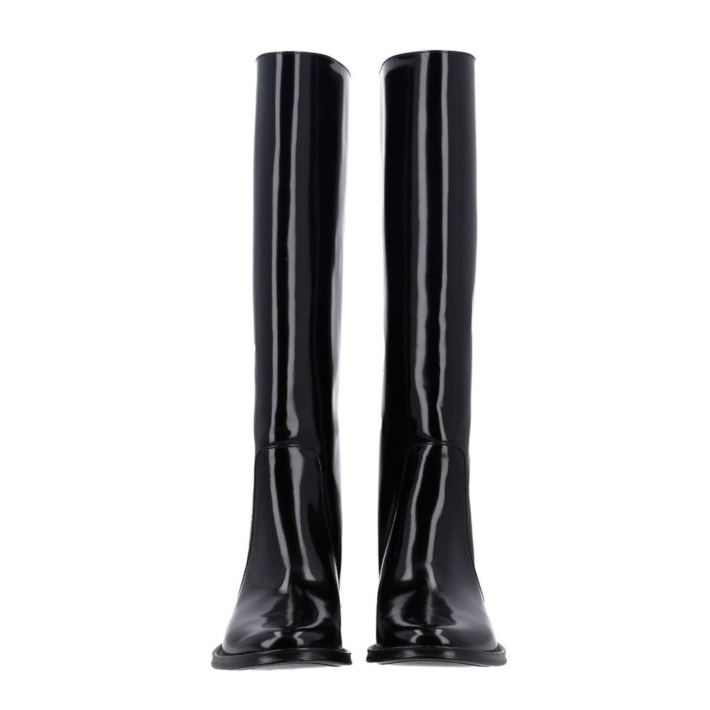 Saint Laurent Vitello Ruinart Women's Hunt 25 Boots 37.5 Black