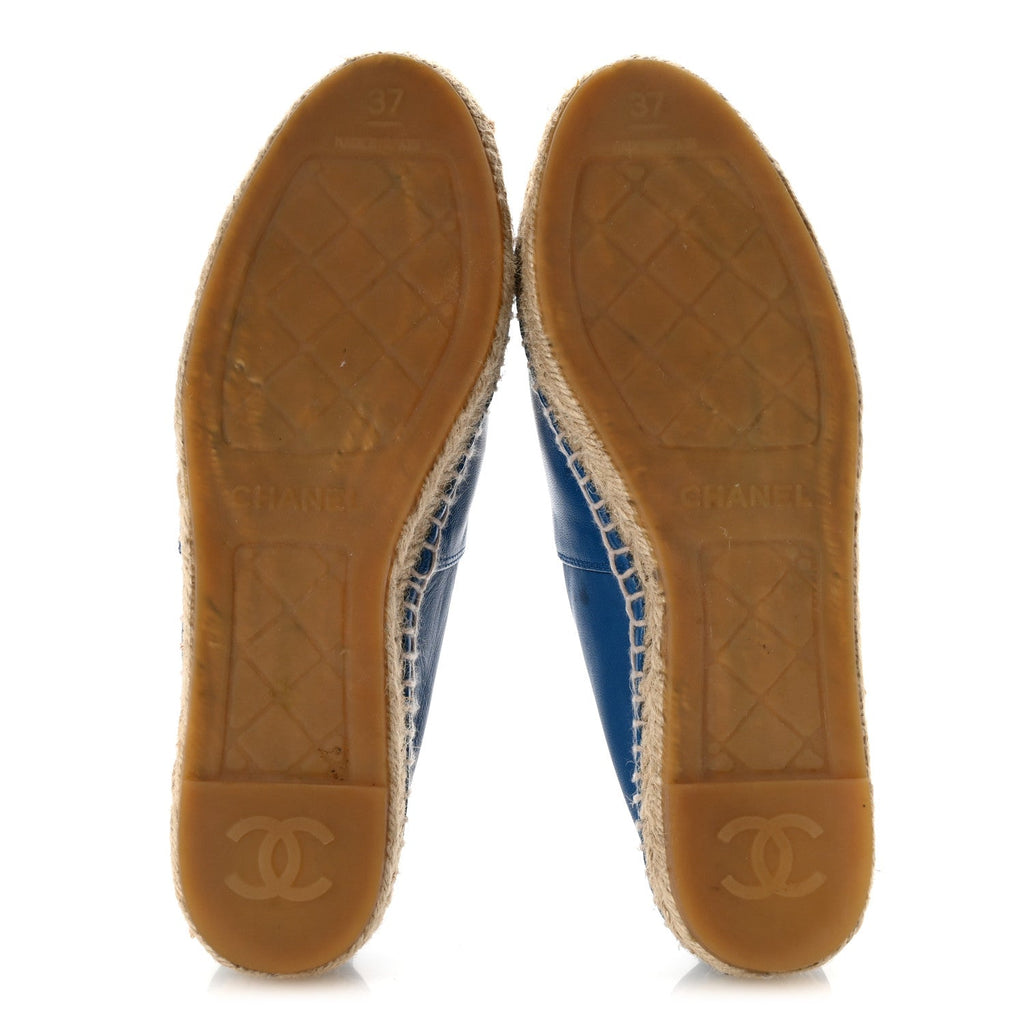 Chanel Lambskin Women's CC Espadrilles 37 Blue