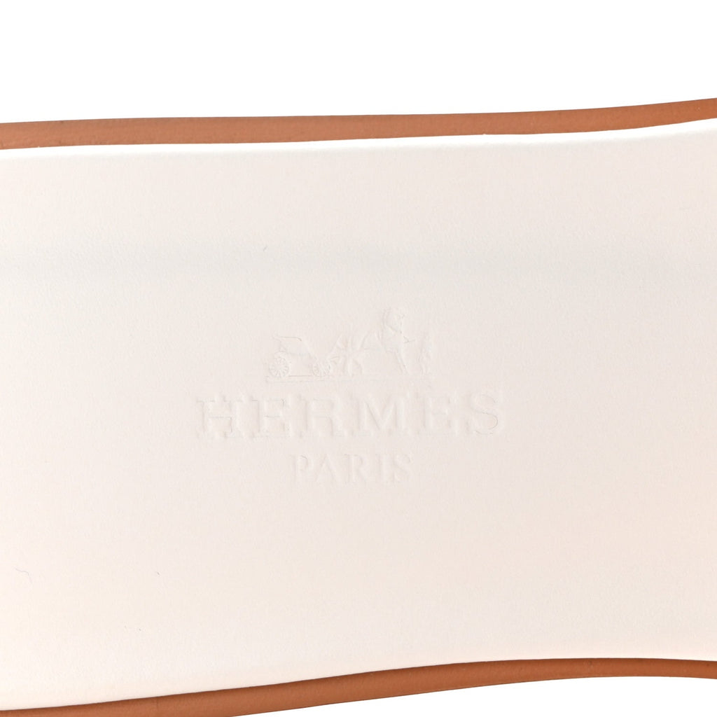 Hermes Box Calfskin Women's Oran Sandals 36 White