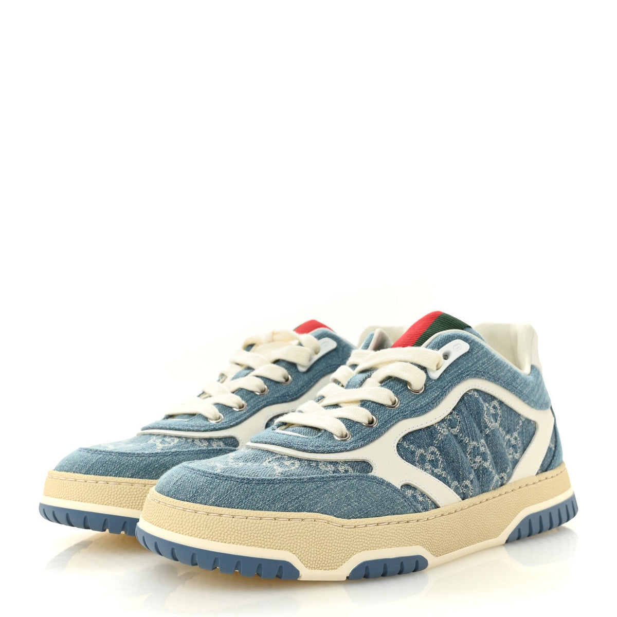 Gucci Denim Women's Re-Web Sneakers 40 Light Blue