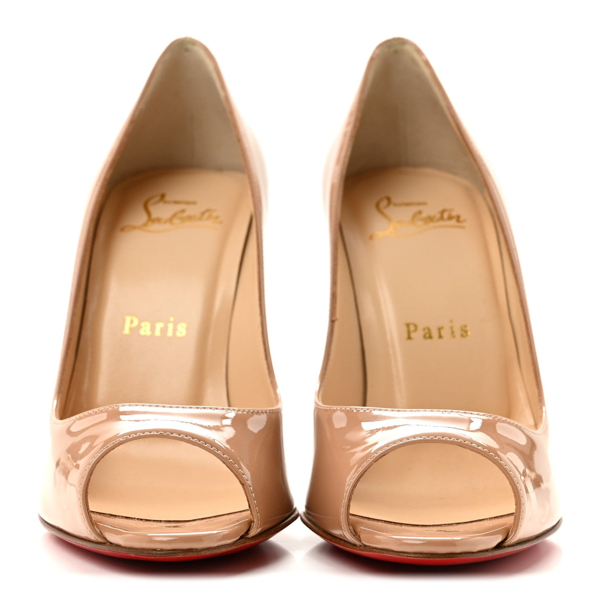 Christian Louboutin Patent Women's Yootish 100 Pumps 35.5 Nude
