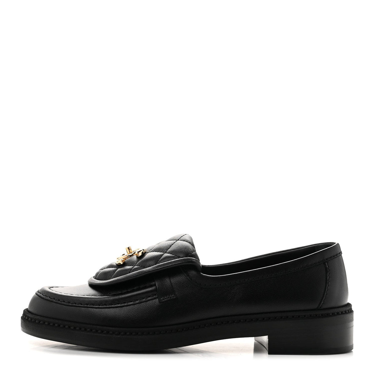 Chanel Lambskin Quilted CC Turnlock Women's Loafers Black