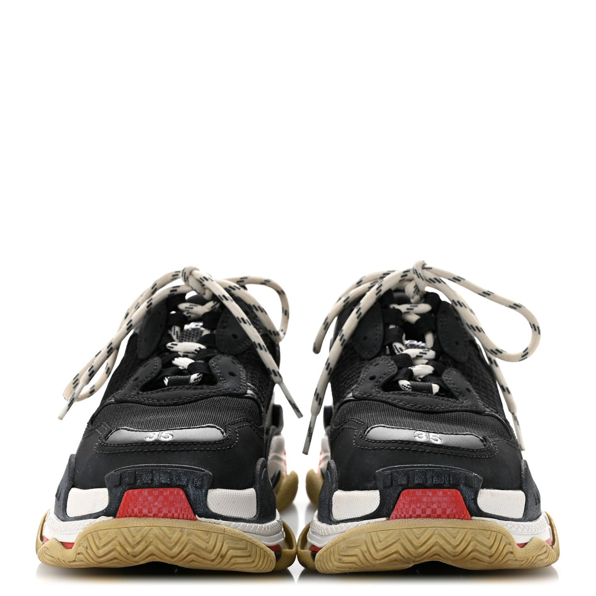 Balenciaga Fabric Mesh Women's Triple S Sneakers 35 Black Red