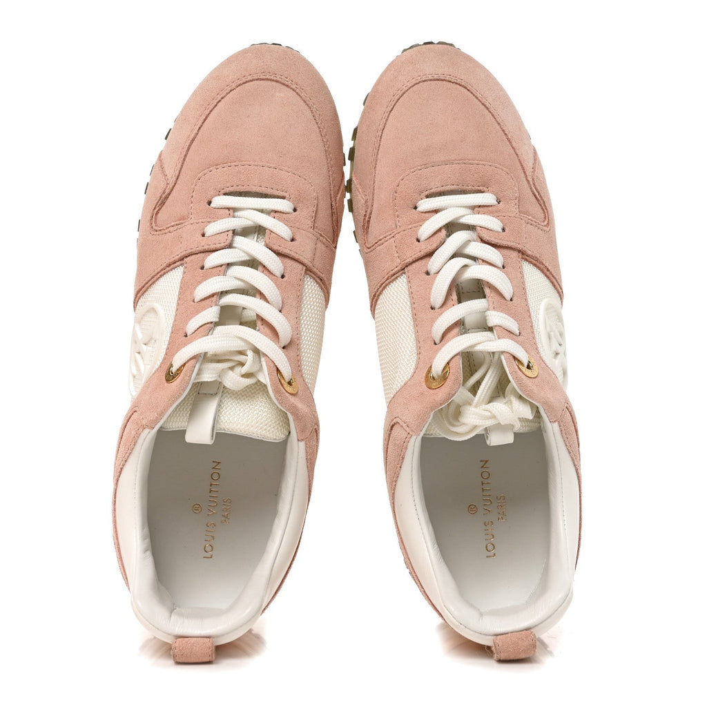 Louis Vuitton Suede Calfskin Women's Run Away Sneakers 38 Pink