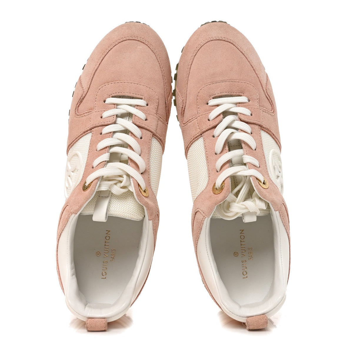 Louis Vuitton Suede Calfskin Women's Run Away Sneakers 38 Pink