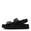Prada Satin Crystal Women's Logo Velcro Sandals 37.5 Black