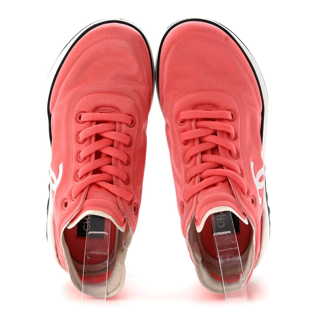 Chanel Lycra Women's CC Sneakers 35 Coral