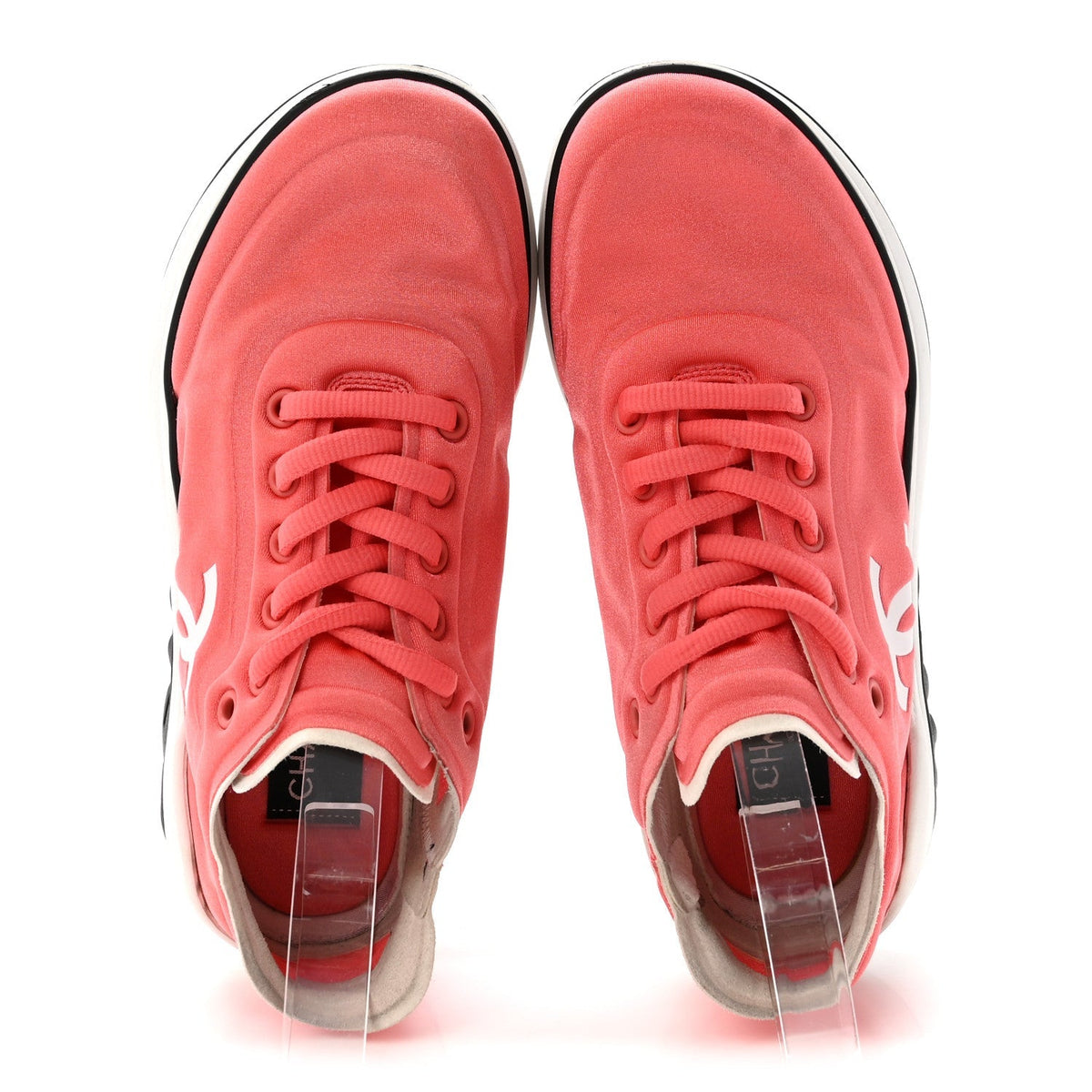 Chanel Lycra Women's CC Sneakers 35 Coral