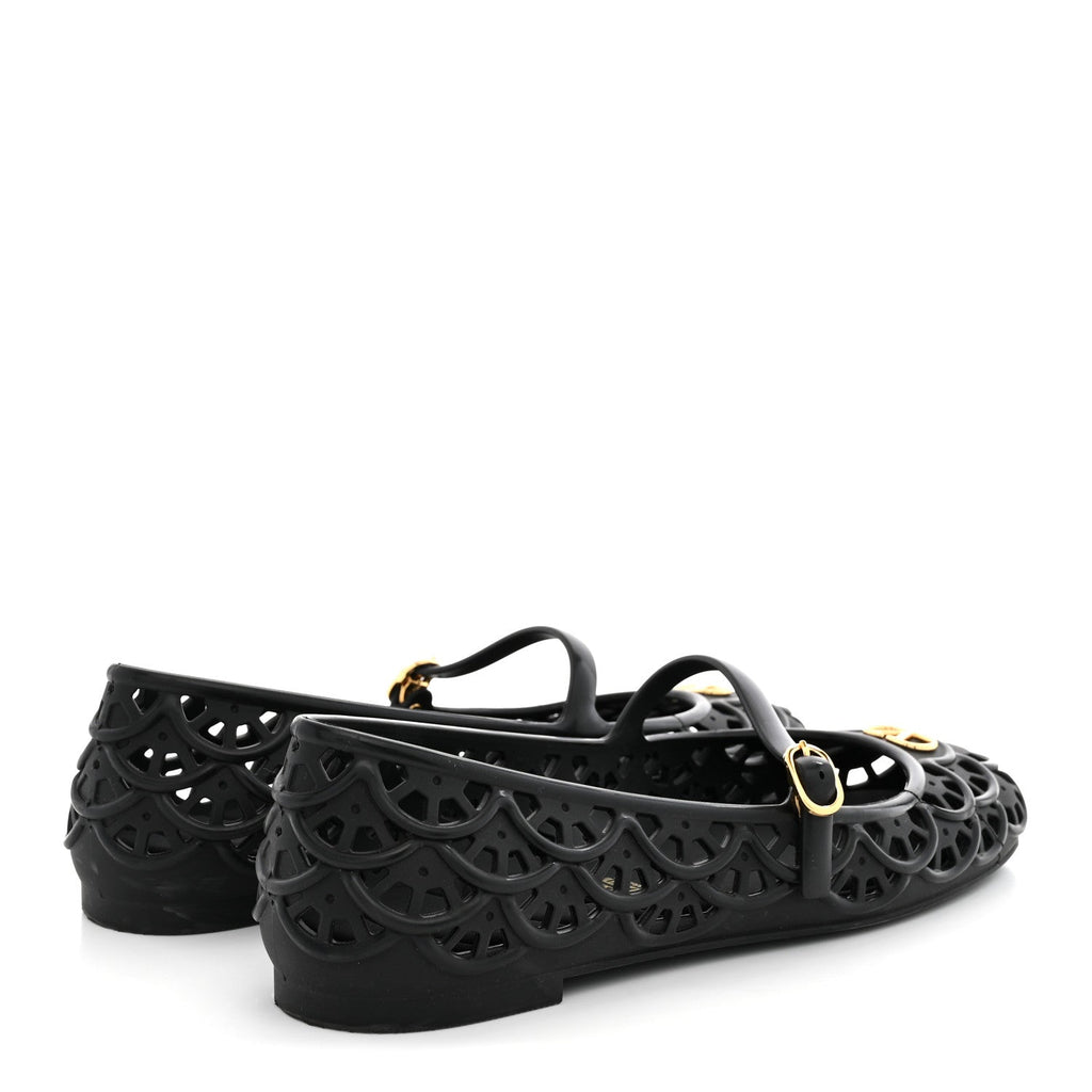 Valentino Garavani Rubber Women's VLogo Ondette Ballerina Flats 41 Black