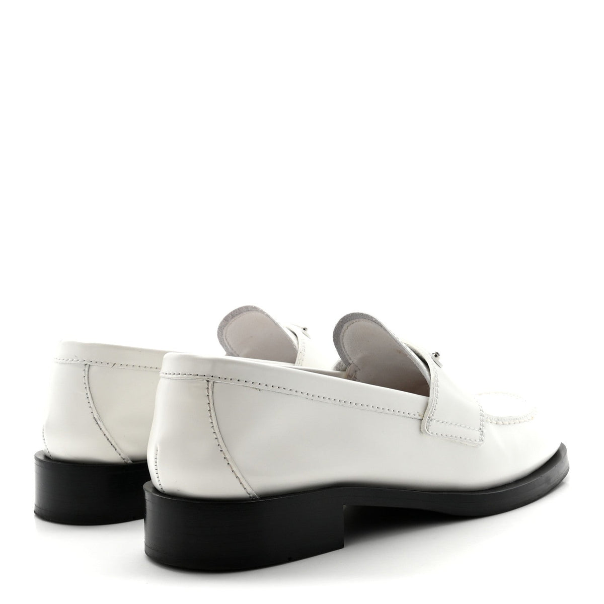 Prada Spazzolato Women's Triangle Logo 20mm Loafers 35 White