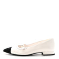 Shiny Lambskin Grosgrain Pearl Mary Janes Flats White Black